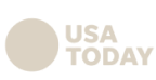 The image shows a beige circle to the left of the text USA TODAY written in capital letters in a similar beige color on a light background.