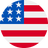 A circular icon of the United States flag, featuring white stars on a blue field in the top left, with red and white horizontal stripes filling the rest of the circle.